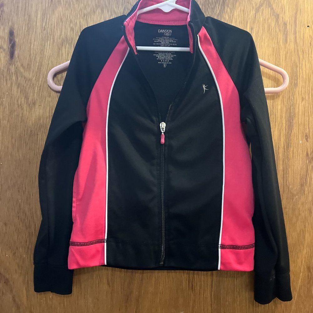 Girl's size 6 Danskin Track Jacket Black & Pink